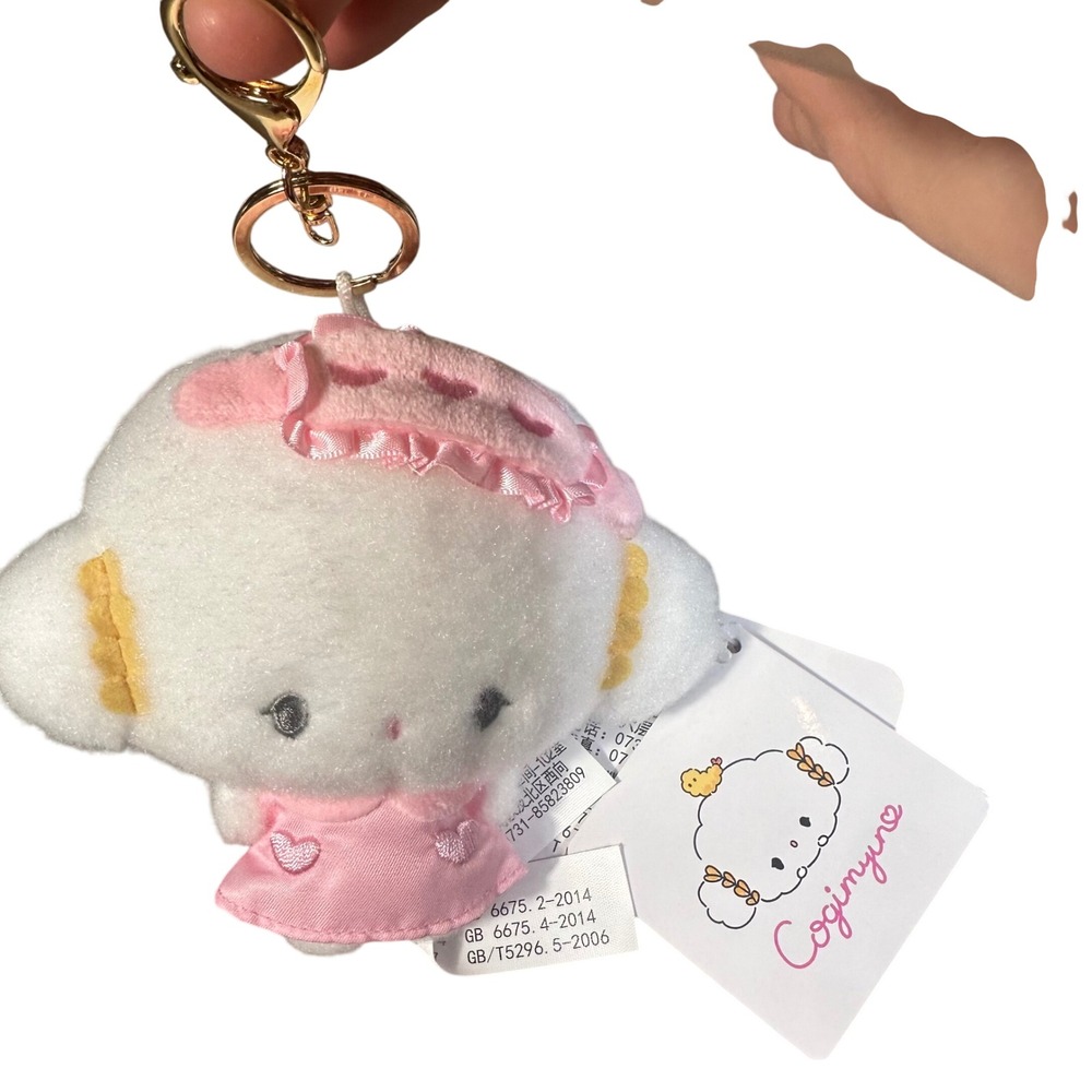 Sanrio Plush Keychain‎ NWT Unisex Small White Pink Cogimyun Heart Dress Mascot - Picture 5 of 5